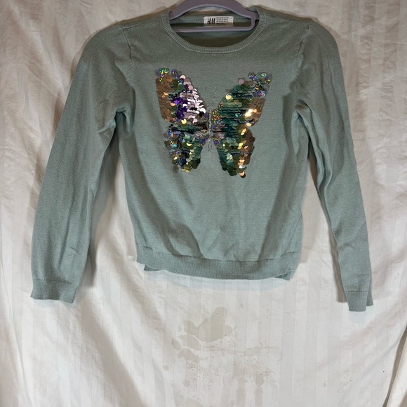 H&M Mint Sweater with Sequin Butterfly - Picture 3 of 7